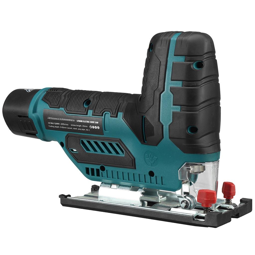 1080W 12V Cordless Jig Saw Electric Jigsaw 70mm 6 Speed Adjustable Portable Woodworking Power Tool 45 Degree Tilt Angle