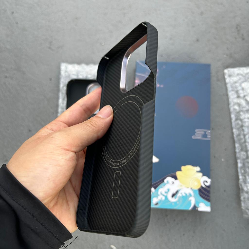Carbon Fiber 600D for IPhone 16 15 14 Pro Max Lens Protection Aramid Fiber Phone Cover  I14 I15 I16 With Magsafe Magnetic Case