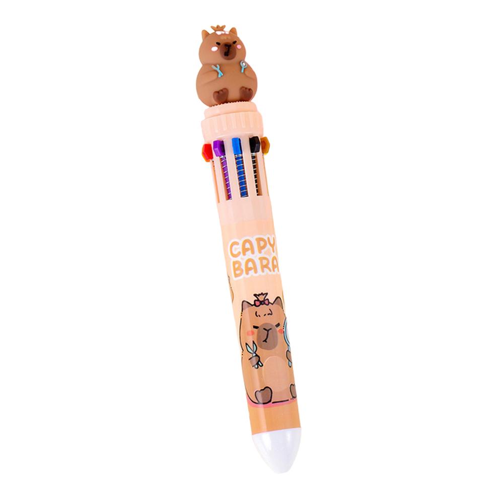 Cute Capybara Multicolor Ballpoint Pens 10 In 1 Retractable 0.7 Mm Capybara School Supplies Fun Pens for Kids Birthday Teen Gift