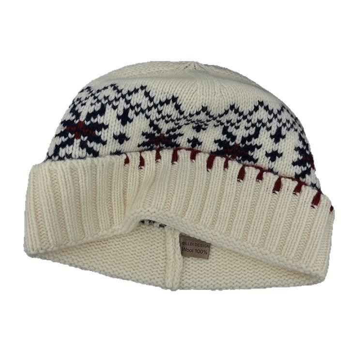 All Wool Fair Island Jacquard Hat for Women A Retro Woolen Knitted Cold Hat with A Winter Atmosphere