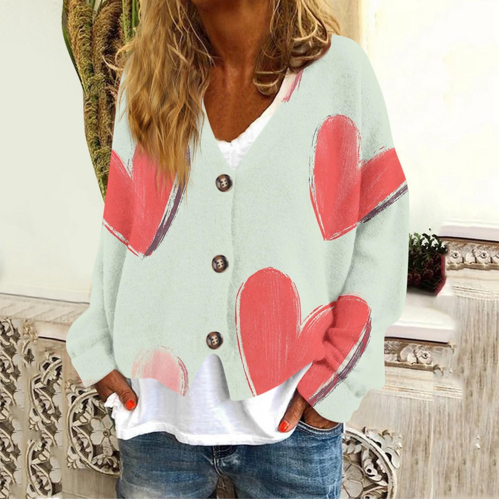 

Женская модная повседневная куртка-толстовка с длинным рукавом с принтом ко Дню святого Валентина L