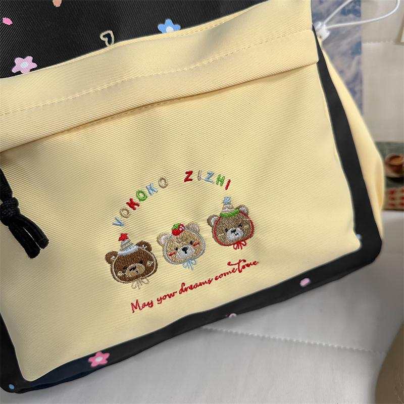 Cartoon Embroidered Student Schoolbag Girls Large Capacity Backpack
