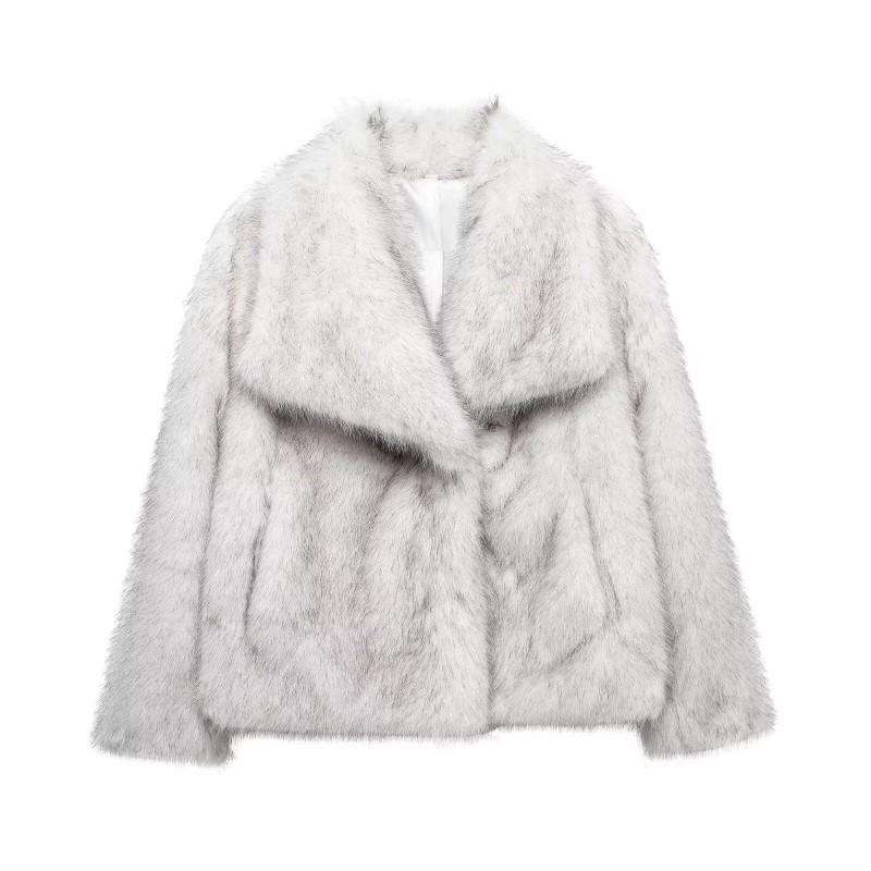 ZA Womens Thick Faux Fur Coat Winter Warm Fluffy Jacket Daily Wear