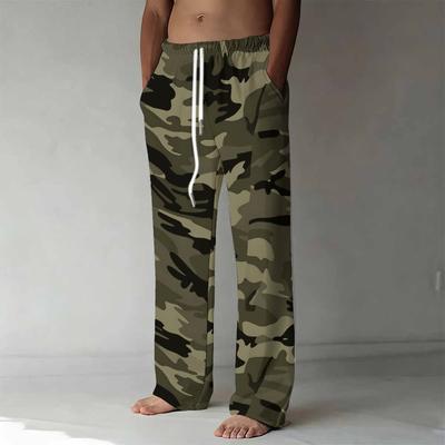 Men's Loose Casual Solid Color  Trousers Camouflage Printed Straight Pants