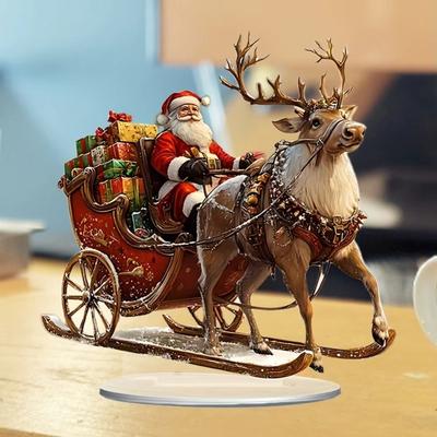 2D Christmas Decorations Flat Decorative Acrylic Material Santa Claus Decoration Multi-Functional Santa Claus Table Ornament