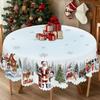1 Piece Of Merry Christmas Themed Printed Tablecloth, Retro Country Farmhouse Style, Santa Claus, Snowman, Snow Scene Pattern Design, Suitable For Chr