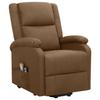 Massage Recliner with Rising Function Brown Fabric