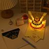 3D Pop up Happy Birthday Cake Led Light Foldable Paper Cards for Birthday