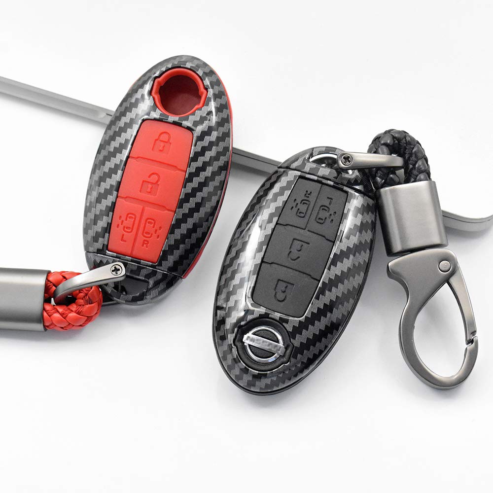Ontto Nissan Smart Key Case Key Cover for New Serena Serena C26 C27 Key Nissan Dual Sliding Remote Control Protects Against Dirt and Carbon Fiber ABS