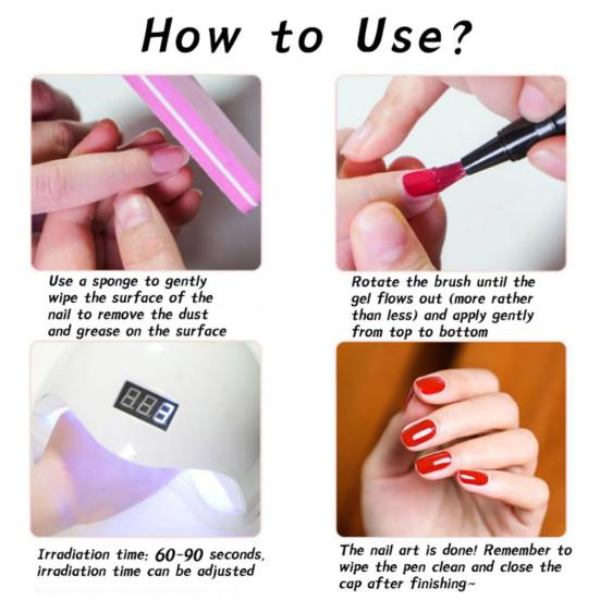 6 ks 3v1 lak na nehty v tužce Rychleschnoucí Bez UV Akrylová barva Tužka na nehty Vodotěsná Přenosná Cestovní Domácí Salon DIY Ženy Tužka na nehtové umění