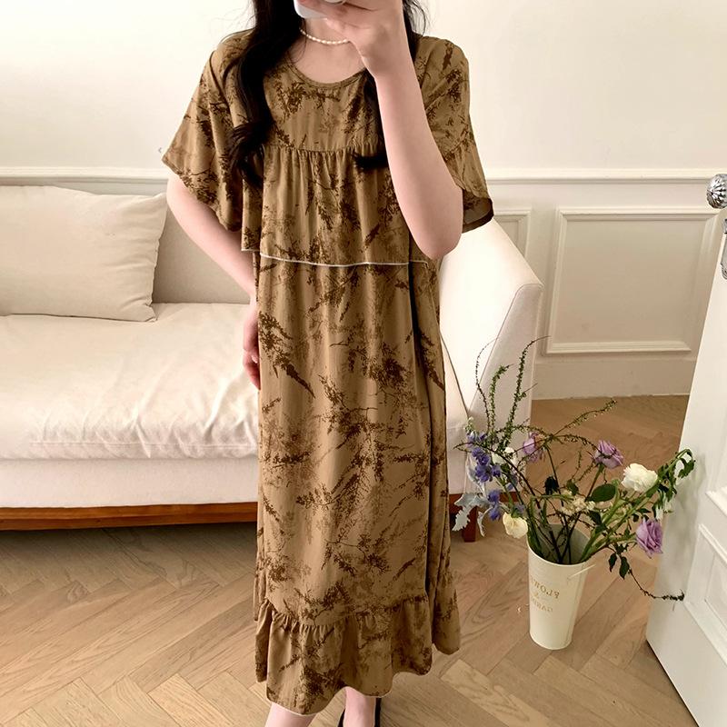 Plus Size Womens Nightgowns New Cotton Silk Nightdress Summer Casual Loose Sleepshirt Comfortable Lounge Wear