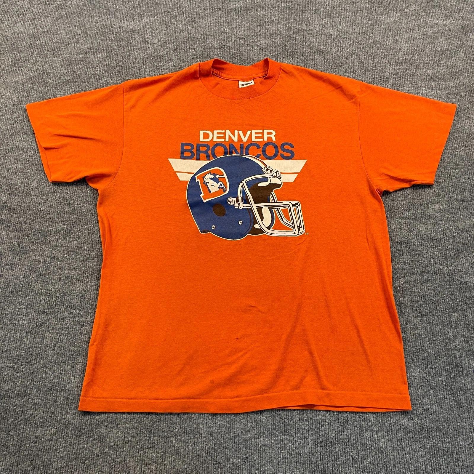 Vintage 80s Trench Denver Broncos Shirt Large 21x26 Orange 3XL