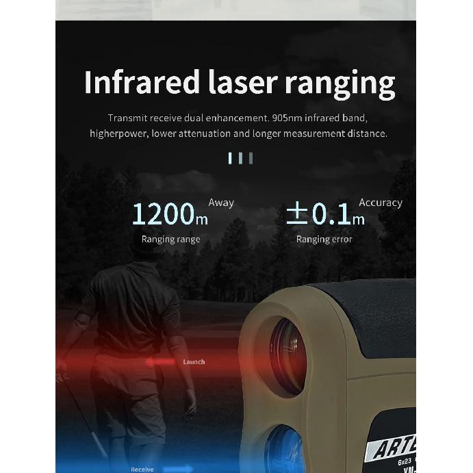 2000m Laserový diaľkomer na dlhé vzdialenosti Golf Lov Sklon Meranie vzdialenosti Vonkajší ďalekohľad