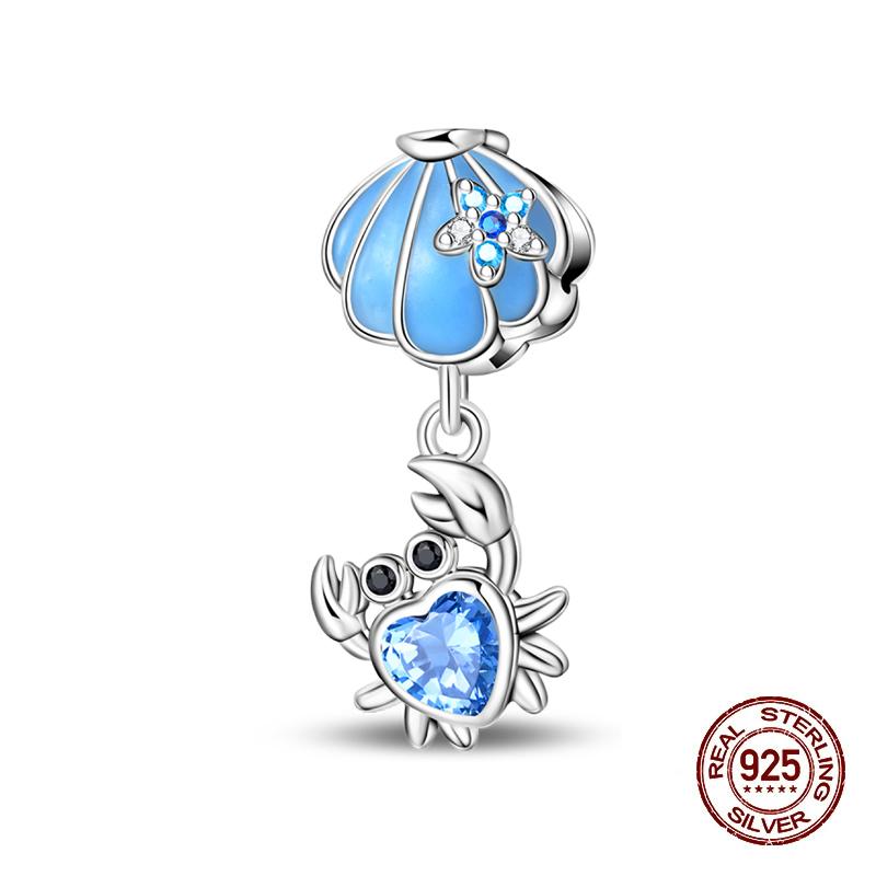 Summer Brand New Copper Metal Zircon Crab Octopus Jellyfish Turtle Shell Charm Bead Components Bead Components Compatible With Authentic Original