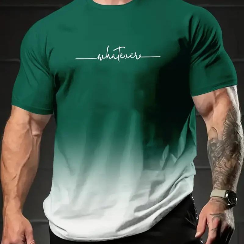 Trendy 3D tričko s krátkým rukávem pánské volné tričko s kulatým výstřihem s potiskem s přechodem Trendy top pánské triko