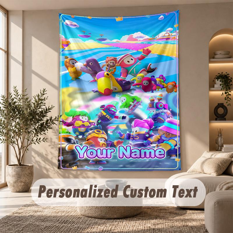 Fall Guys Tapestry, Personalized Custom Text, Wall Hanging Tapestry For Living Room Home Wall Decor