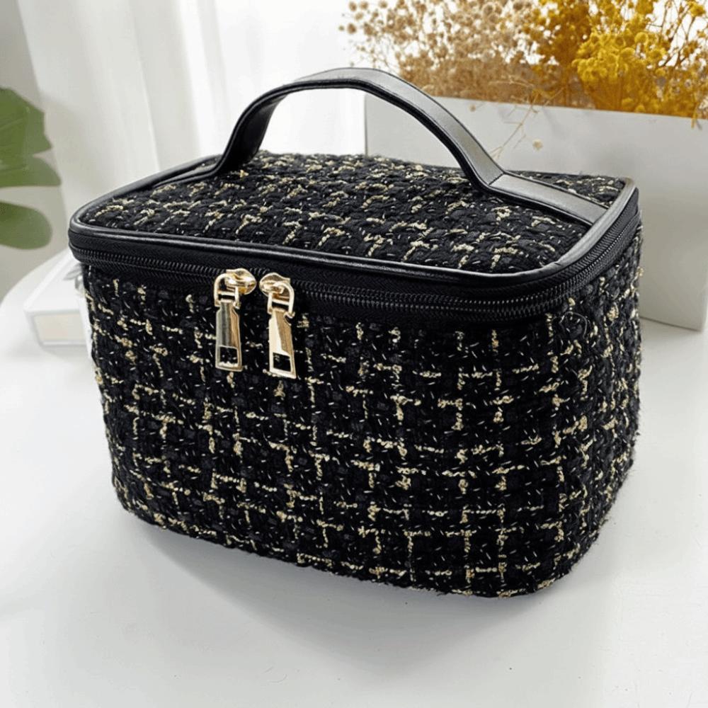 Fashionable Polyester Makeup Bag Knitted Style Korean Style Toiletry Organiser Large Capacity Storage Bag Travel Use