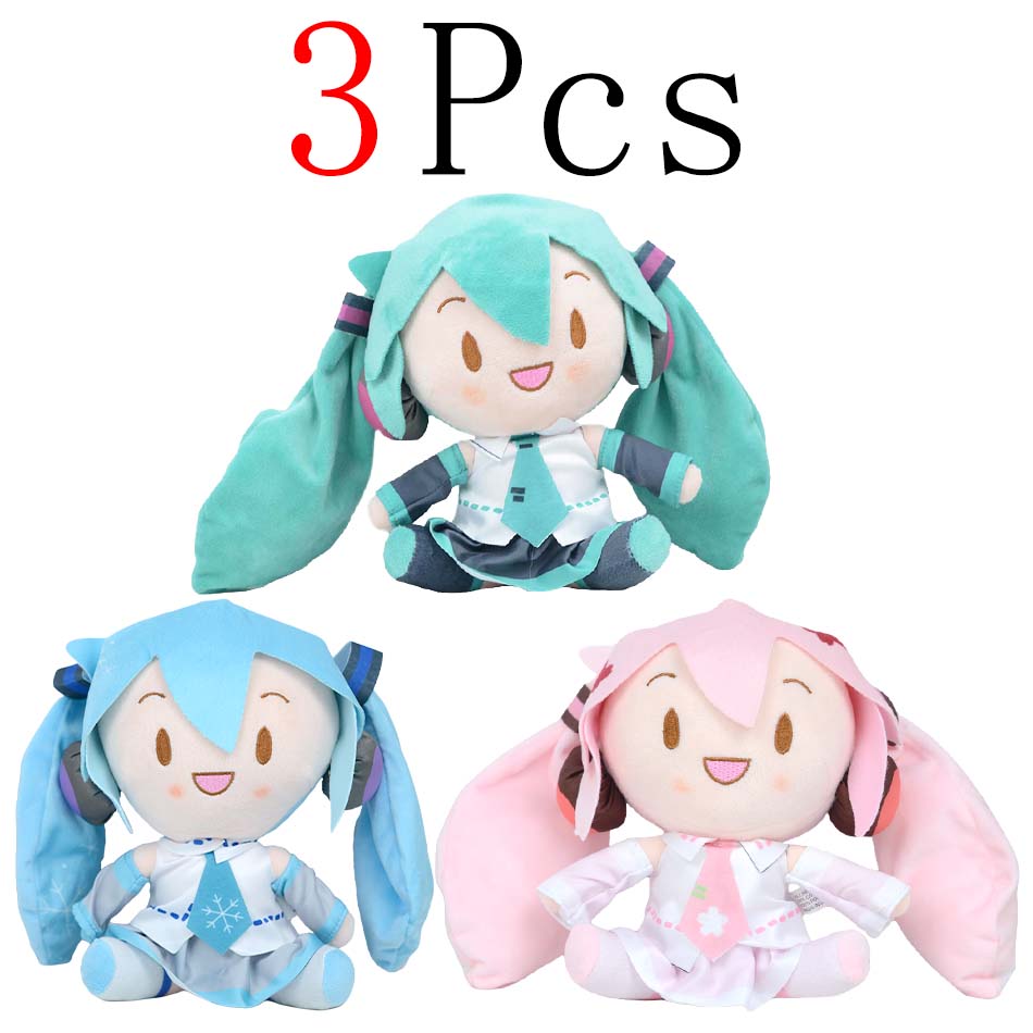 Cartoon 20cm Hatsune Miku Plush Doll Toy Anime sakura Miku snow Miku Character KawaiiSitting posture Fufu Kids Christmas Gift