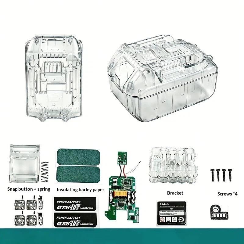 10*18650 Transparent Lithium Battery Case Box Kit Bsm Balance Charge Pcb Board Diy For Batteries Bl1830 Shell Housings