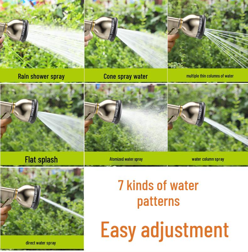 Gold Electroplated 9-Function High Pressure Shower Head Water Gun with Front Trigger