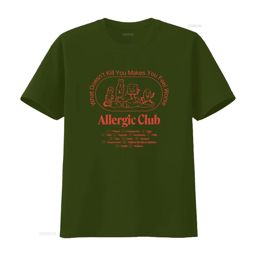 Allergic Club T Shirt Retro Vintage Design Perfect Birthday for Friends vintage Washed Stretched graphic Slightly homme Casual