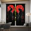 Set Of 2 Japanese Samurai Ink Paintings Print Curtains Pole Bag Home Decoration Room Curtain Polyester