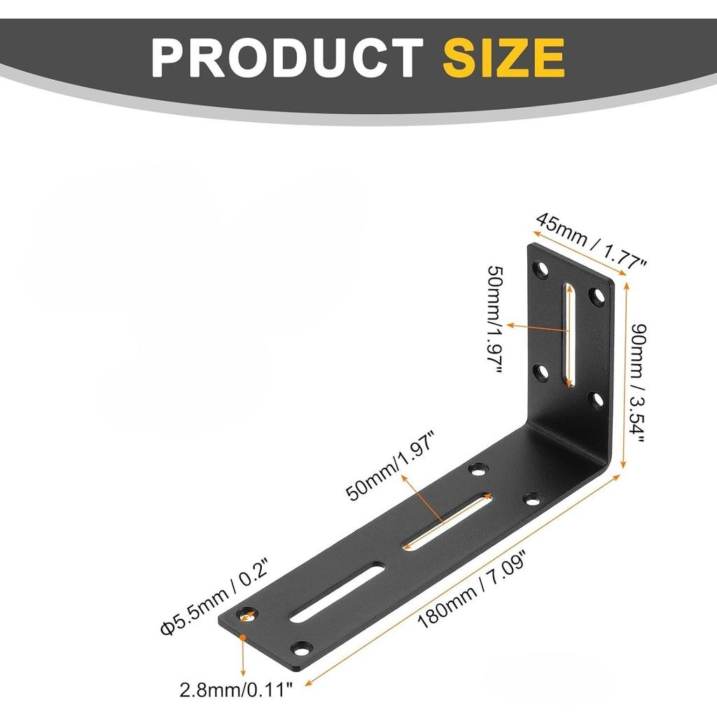 1Pc Adjustable L-Shape Corner Brace with Screws - Slotted Joint Right Angle Bracket for Furniture Wood Shelves Cabinet