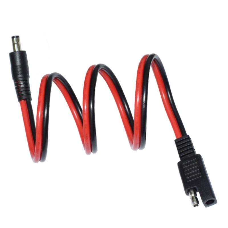 Flexible 60cm SAE 2Pin to DC5.5mmx2.1mm Power Adapter Cable for Efficient Charging in Motorcycles and Portable Devices