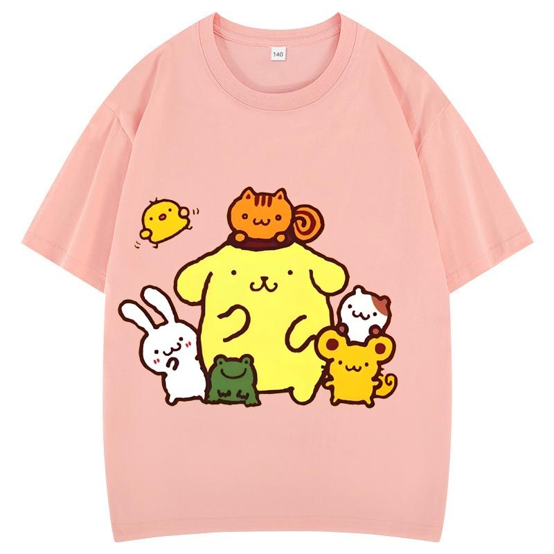 Summer Short-sleeve Girls' T-shirt Pudding Dog Children's Cartoon Casual Men's Clothing Boys' Youth Clothing