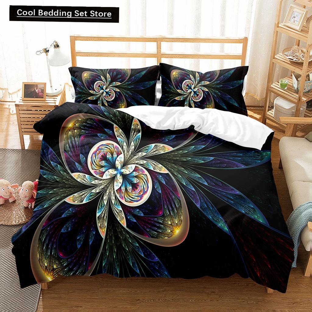 3D Abstract King Queen Duvet Cover Solid Geometry Bedding Set Rotate Three-dimensional Space 2/3pcs Polyester Soft Quilt Cover
