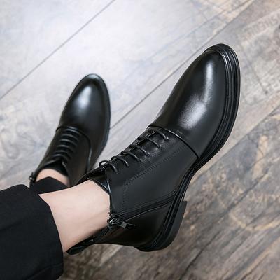 Leather Boots Men Zip Lace-Up High Top British Versatile Men Fashion Business Dress Social Boots Mens Platform Casual Men Boots