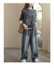 Women's Plus Size Elastic Waist Denim Wide-Leg Harem Pants - Slimming and Casual for Spring and Autumn