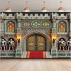 A Polyester Background for the Castle Entrance  a Medieval Wall Hanging for Home  Room and Party Decoration