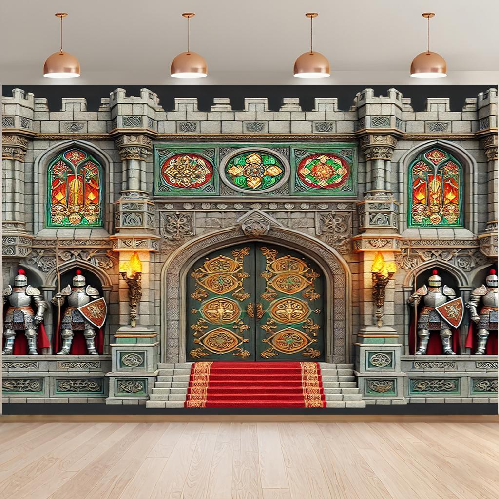 A Polyester Background for the Castle Entrance  a Medieval Wall Hanging for Home  Room and Party Decoration