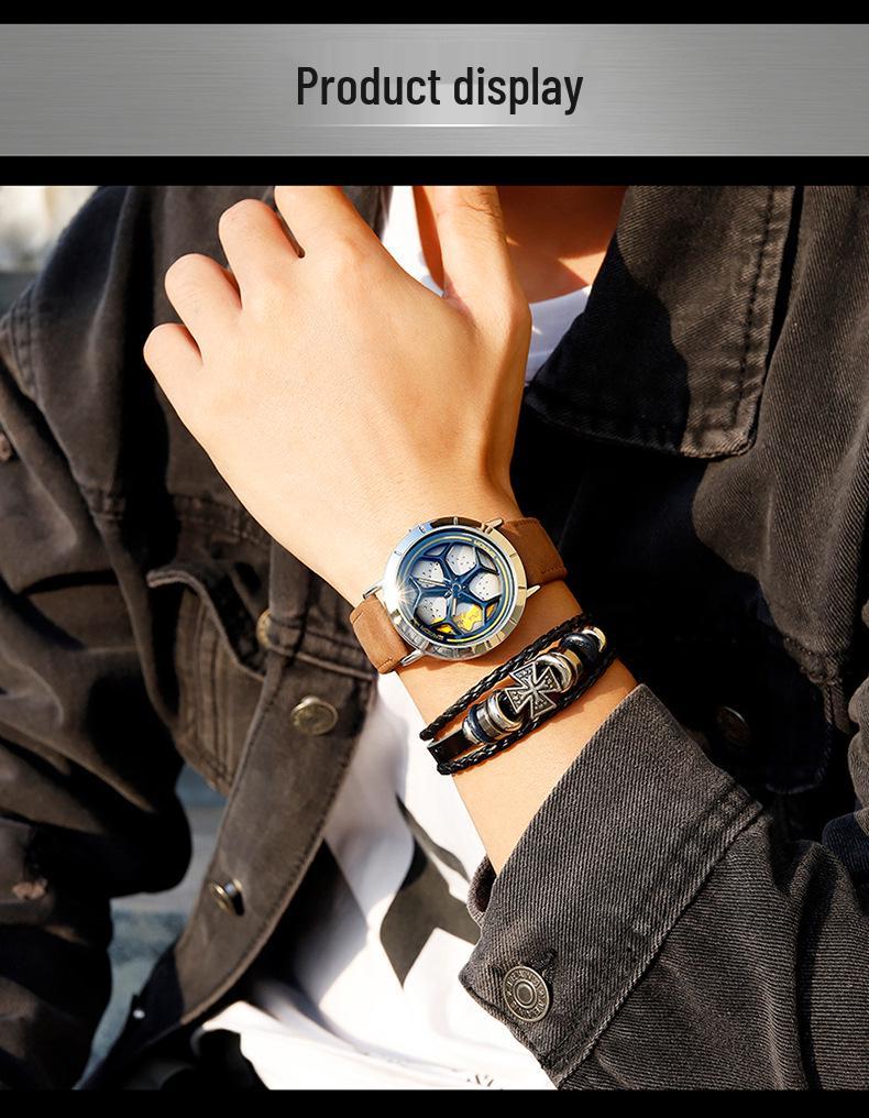 Sanda Men's Personalized Quartz Watch - Leather Strap, Waterproof, Rotating Dial