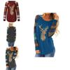Festive Womens Christmas Tops With Sparkling Sequin Reindeer Long Sleeve Design