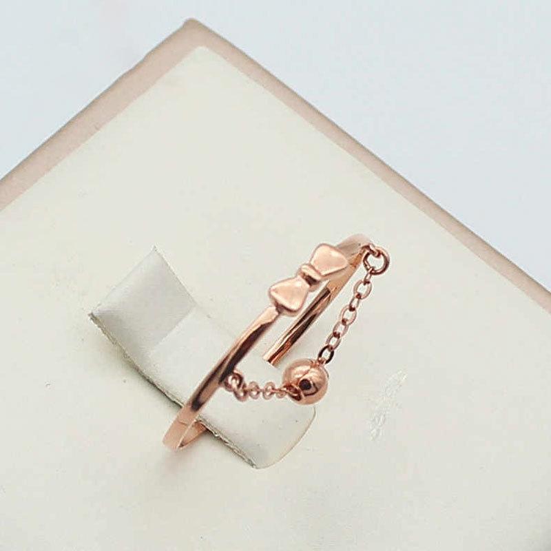 Purple Gold Plated Rose Gold Bow Fashion Ring Trendy Simple Ring Open Women'S Model