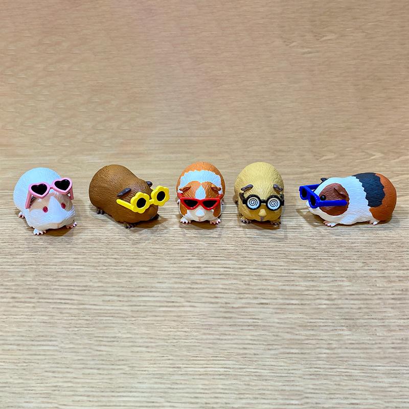 Guinea Pig With Sunglasses Blind Box Cute Mini Anime Action Figure Model Toys Kawai Desktop Decoration Collection Surprise Gift