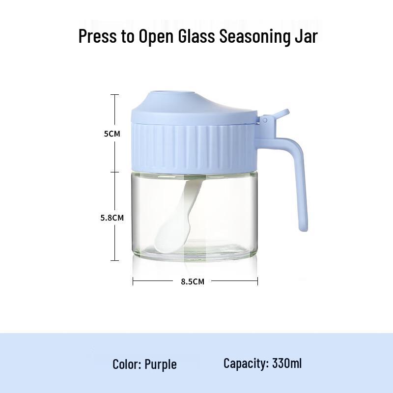 Wild Pigeon Purple Glass Spice Jar Set with Flip Cap and Spoon (5-Pack)