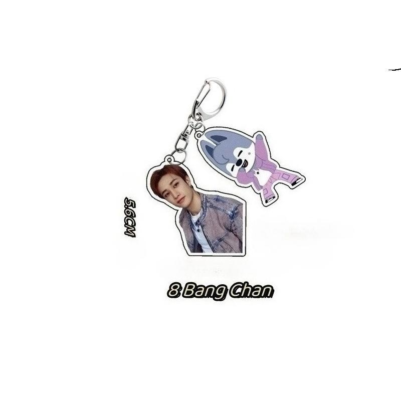 1pc Stray Kids Keychain Real Photo + SKZOO Cartoon Character Bang Chan Lee Know Changbin Hyunjin Han Felix Seungmin I.N Acrylic Key Ring STAY Gift