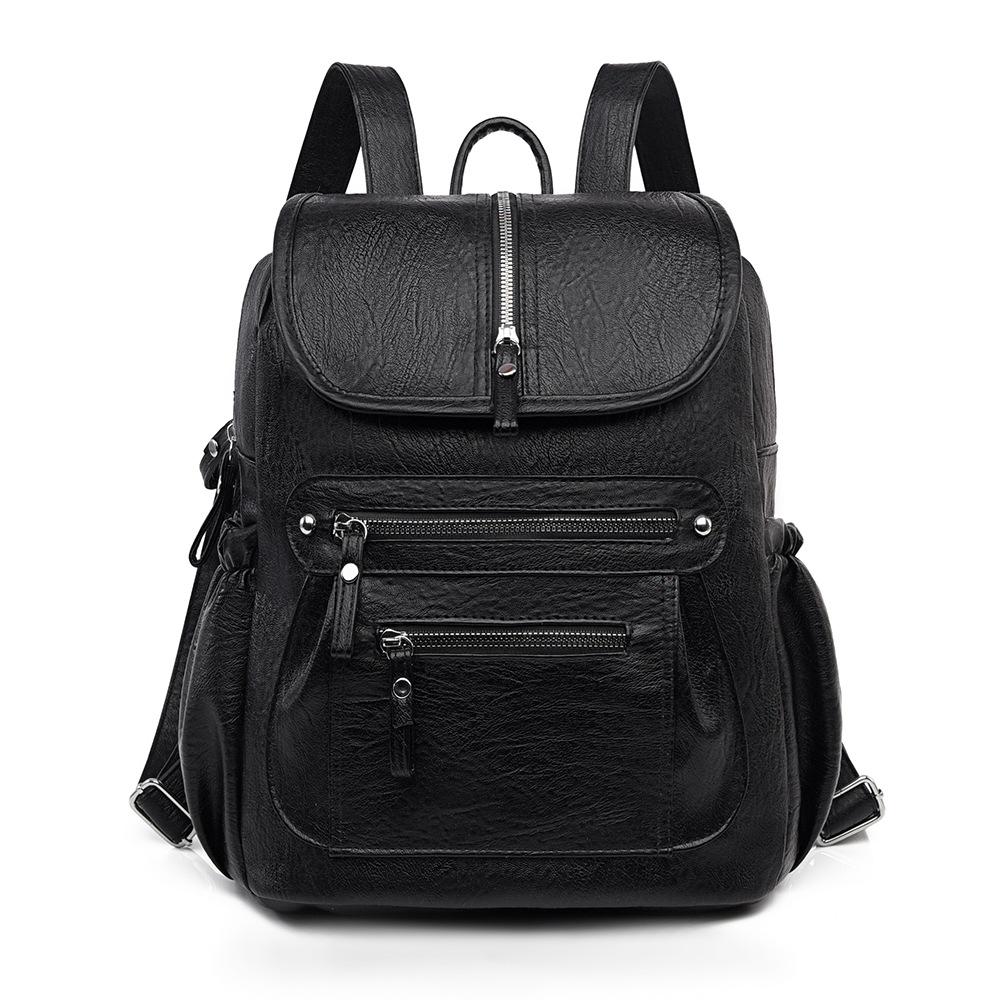Minimalist Soft Leather Backpack for Women Large Capacity Casual Travel Daypack