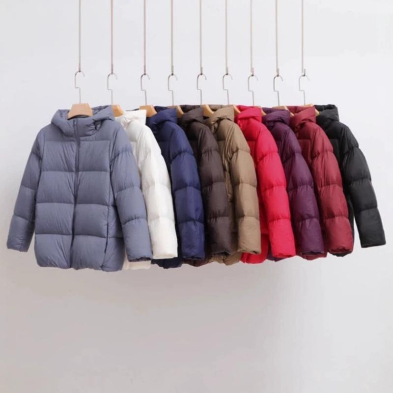 Autumn and winter light down jacket women's white duck down short thickened bread jacket loose hooded jacket