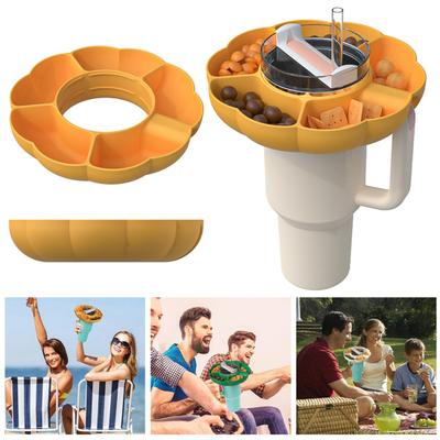 Tumbler Silicone Snack Plate 5 Compartments Large Capacity Portable Outdoor Picnic Stadium Beverage Cup Top Popcorn Holder Container Bowl Tray