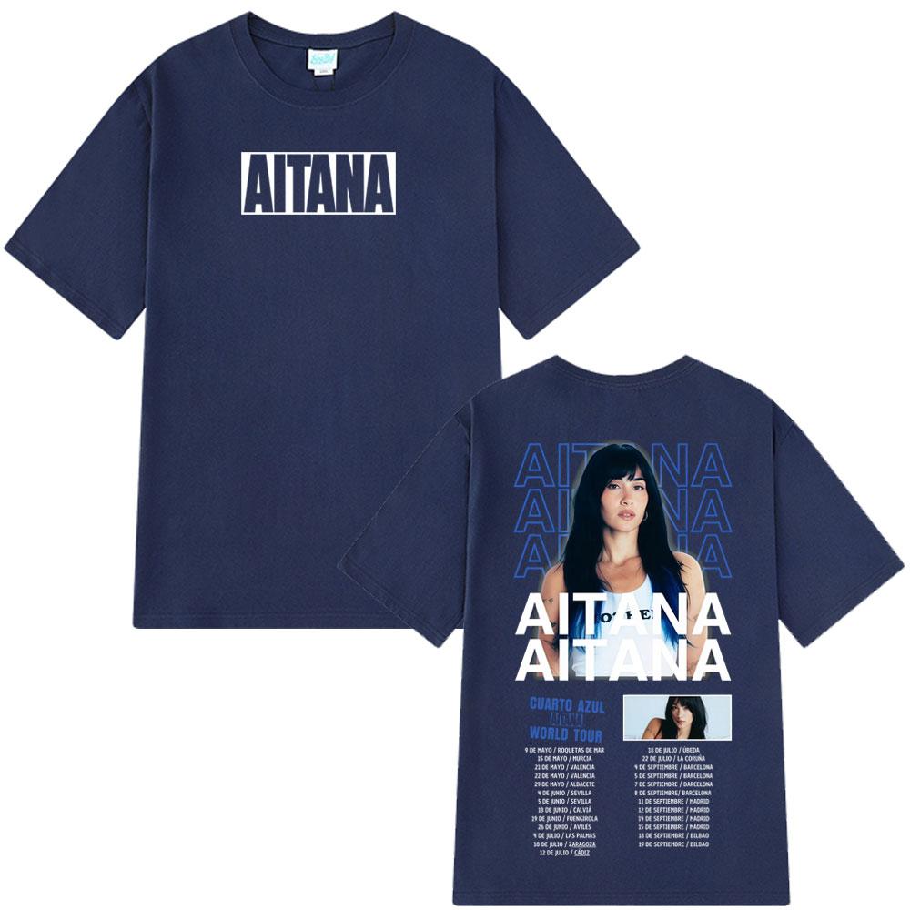 Singer Aitana Cuarto Azul Album 2026 Tour T Shirt Men Women Aesthetic Trend T-shirt Short-sleeved Loose Casual Cotton T-shirts