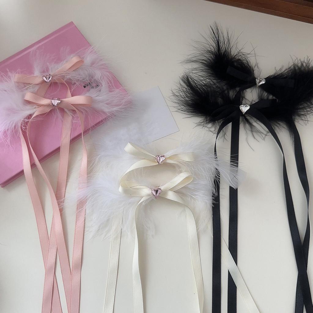 Wing Heart Hair Clip Bows Balletcore Sweet Bows Flat Clip Balletcore Hairpin Bows Elegant Hair Clip for Bunches