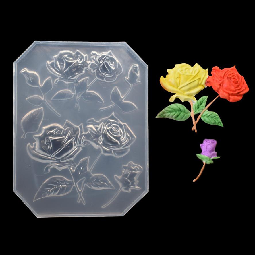7-hole Rose Flower Crystal Dropper Mirror Mold Sugar Flipping DIY Cake Decoration Baking Mold Jewelry Decoration Silicone Mold