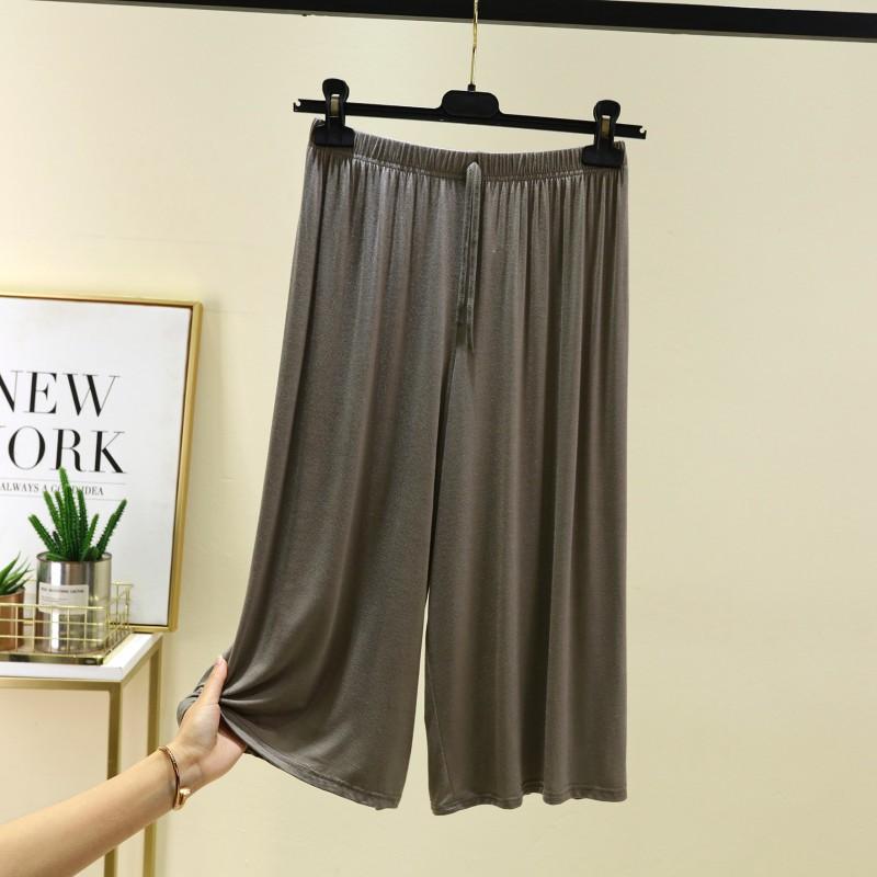 Women's Plus Size 6XL Modal Pant Calf-length Summer Wide Leg Pants Drawstring Short Pants Casual Homewear Pants