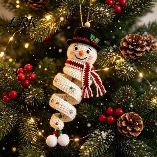 Christmas Party Supplies DIY Crochet Snowman Door Hanger Kit, Handmade Holiday Craft Cute Figurine Set for Wall, Window, New Year Decoration Hanging