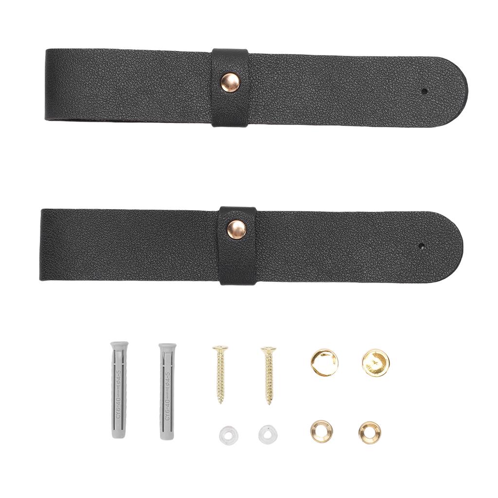 2pcs PU Leather Curtain Rod Holders Brackets Mounted Loop Straps with Screws Plastic Wall Plugs Boho Pole Hanger Hook