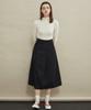 MANAVIS7 Pintuck A-Line Long Skirt [Black]